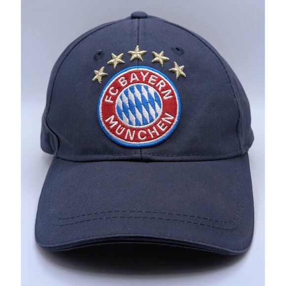 FC Bayern Munchen Hat Navy Blue Strap Back Cap Futbol Soccer Sports Germany - Picture 2 of 5